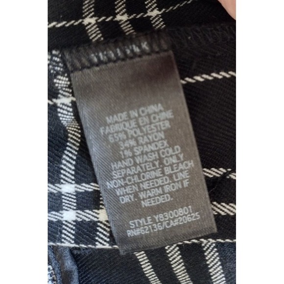 Guess Jeans Plaid Flare Pants Women Black White Stretch Size 27 - Picture 9 of 9